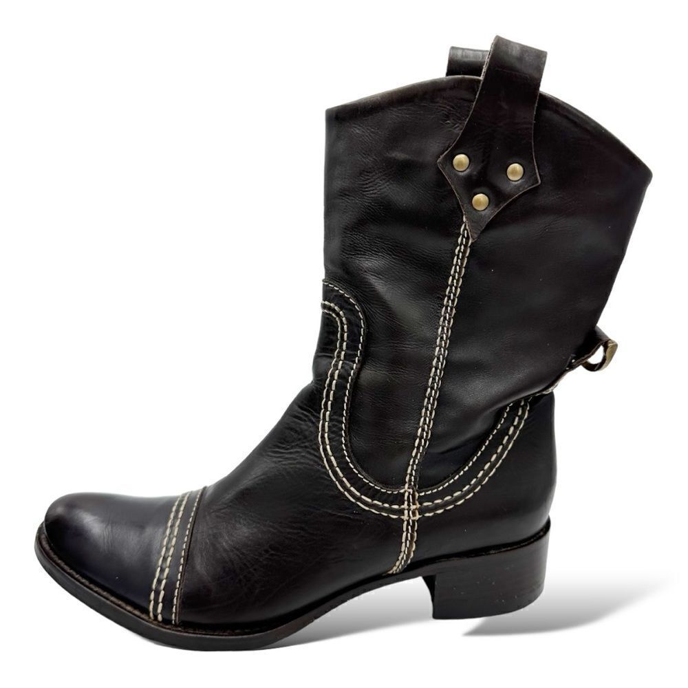 Tentazione Italian Brown Leather Cap Toe Booties Sz EUR 35.5 US 5‎